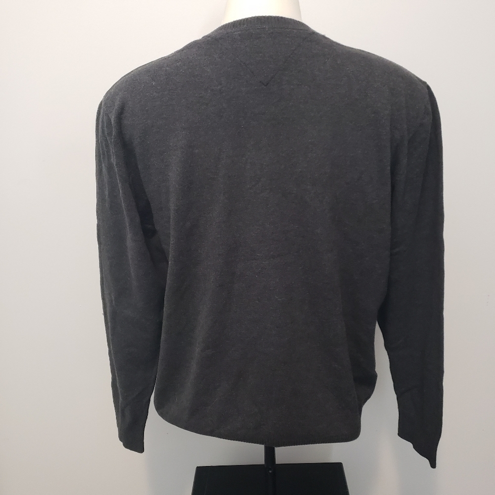 Tommy Hilfiger Y2K Men's Cabincore V-Neck Sweater‎ Gray Green Argyle Size XL - Picture 4 of 7